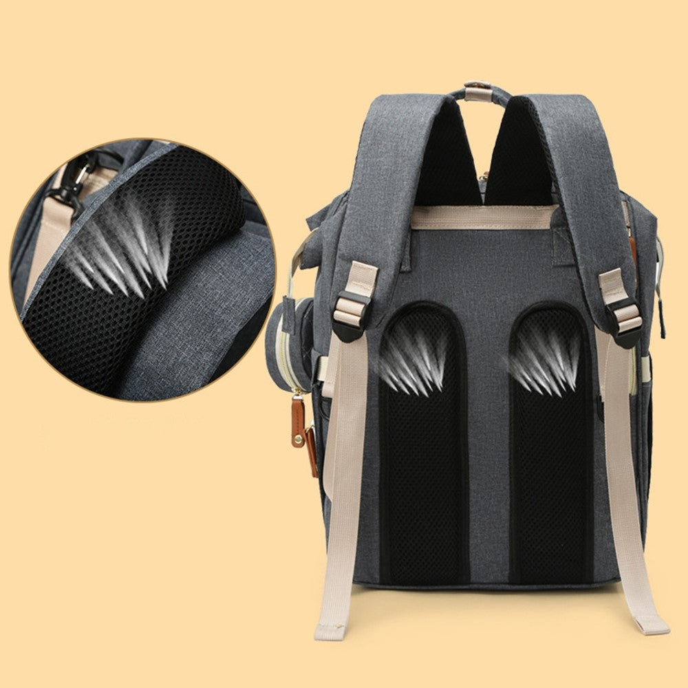 Large Diaper Backpack-SA2408-274(Grey) Blankets Apricot