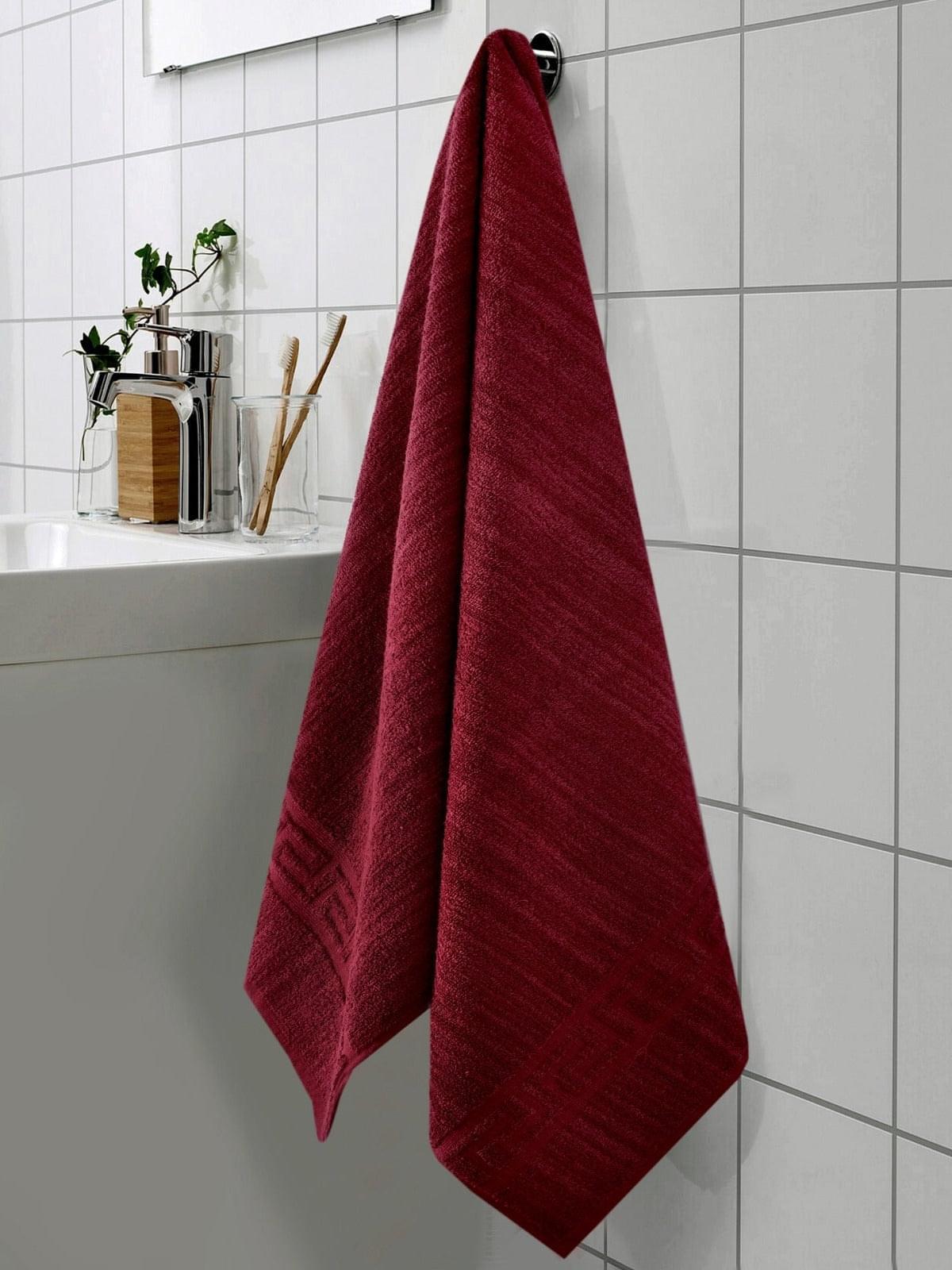 1 PC Bath Towel-Wine Red Apricot