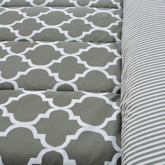 1 PC Double Winter Comforter-Grey Geometric Comforters Apricot