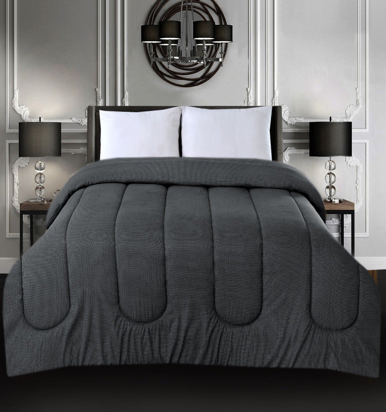1 PC Double Winter Comforter-Grey Textured Apricot