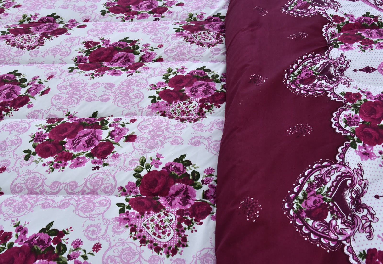 1 PC Double Winter Comforter-Pink Roses Apricot