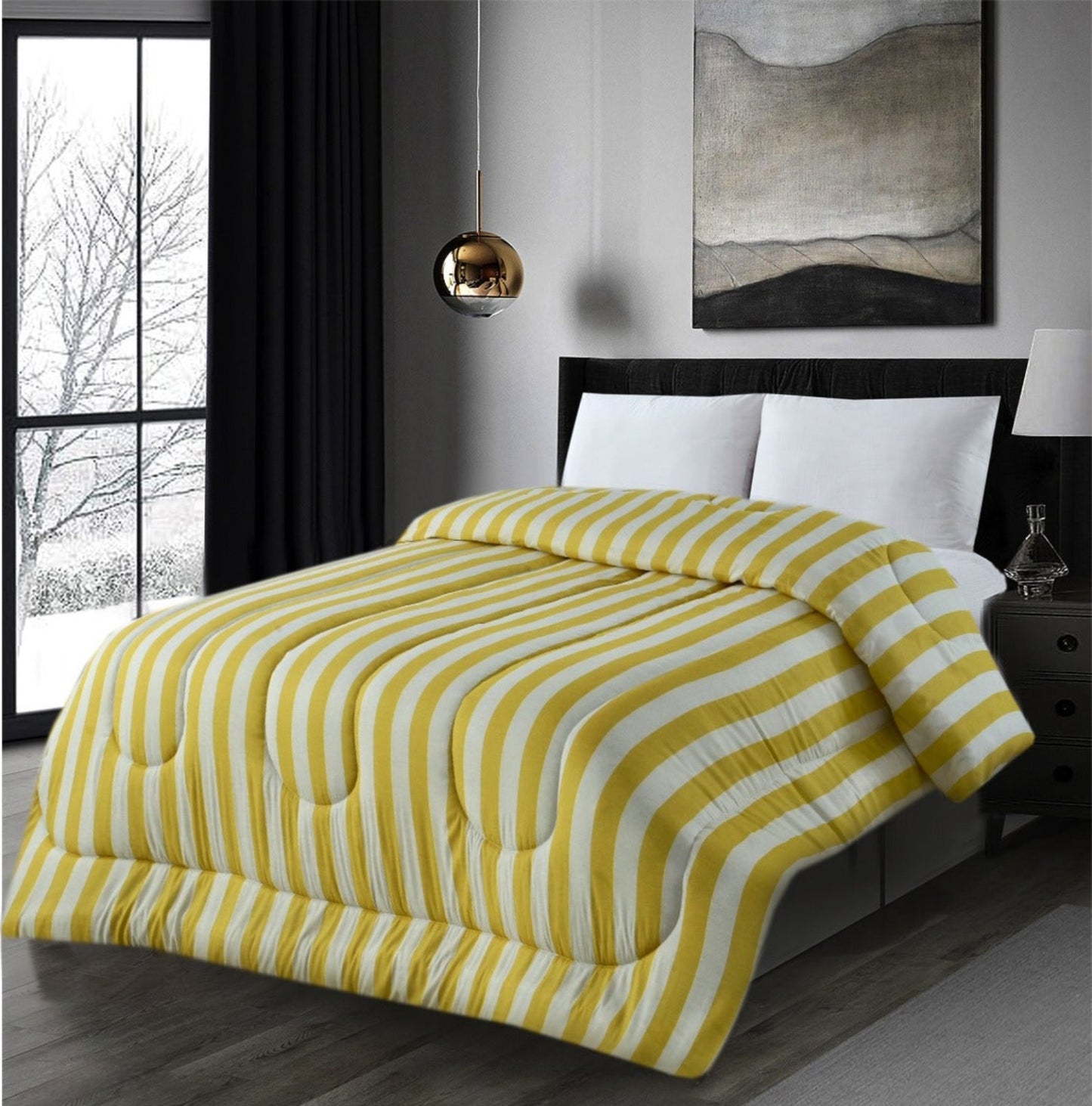 1 PC Double Winter Comforter-SNG-Yellow Comforters Apricot