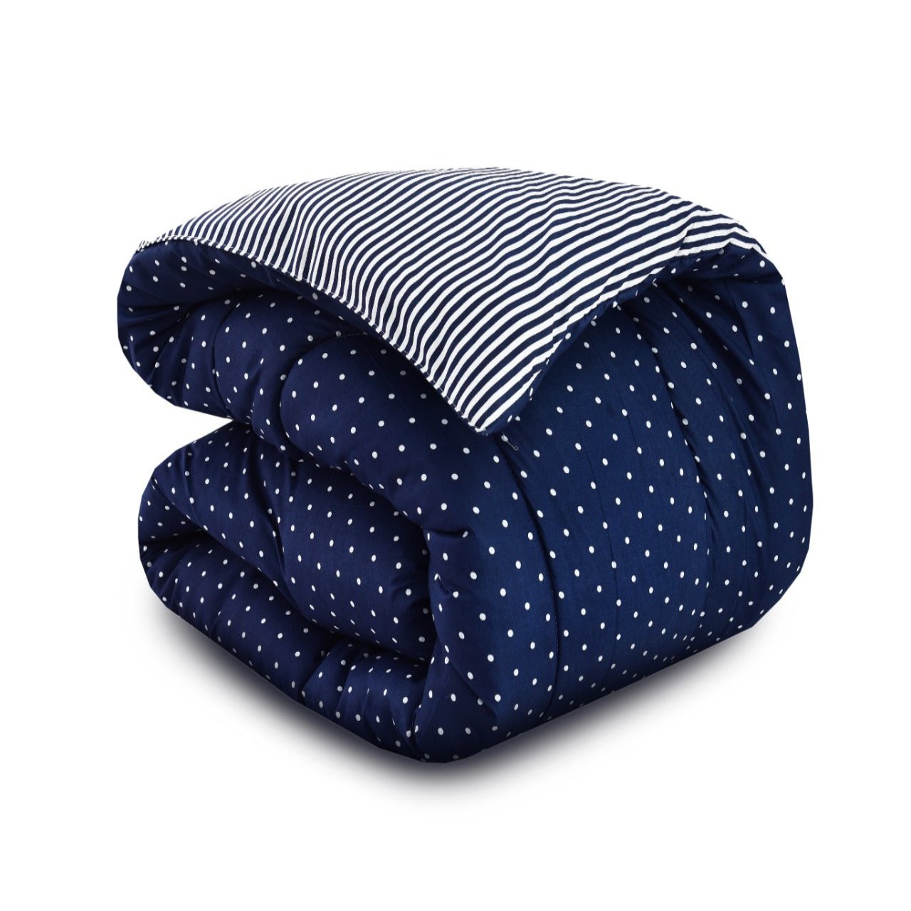 1 PC Single Comforter- Blue Polka Comforters Apricot
