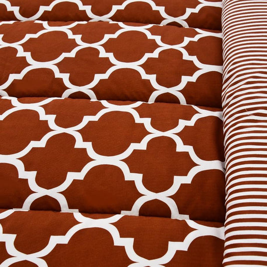 1 PC Single Comforter- Brown Geometric Comforters Apricot