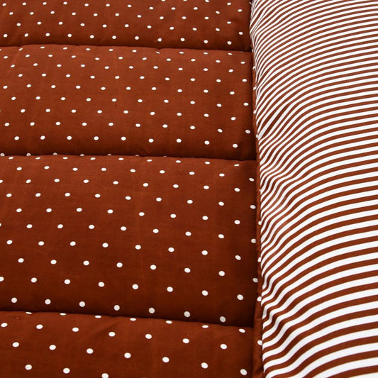 1 PC Double Winter Comforter-Brown Polka Comforters Apricot