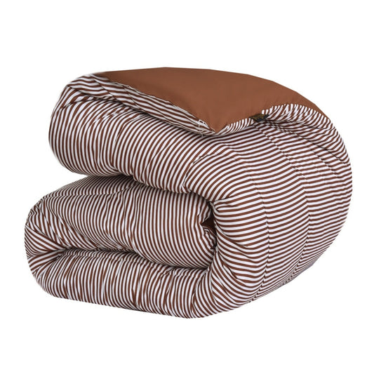 1 PC Single Comforter- Brown Stripes Apricot