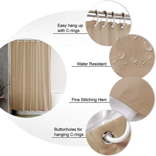 1 PC Waterproof Shower Curtain-Light Brown Curtains Apricot