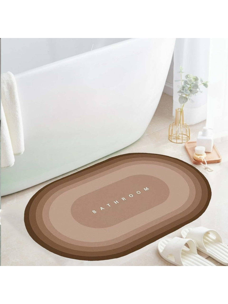Water Absorbent Anti slip Bath mat-BATHROOM Bath Mats Apricot