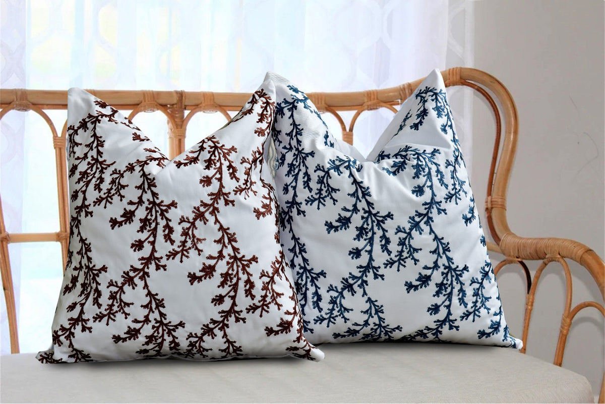 2 PCs Brown Embroidered 5338 Cushions cushions Apricot