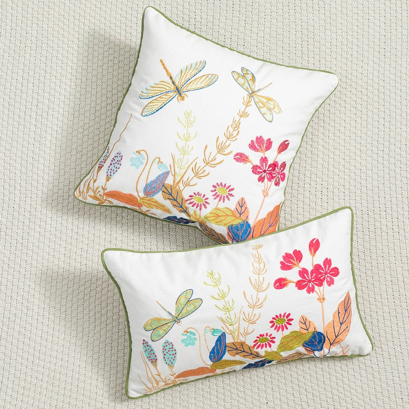 2 PCs Digital Printed Cotton Cushions-Multi Flowers cushions Apricot