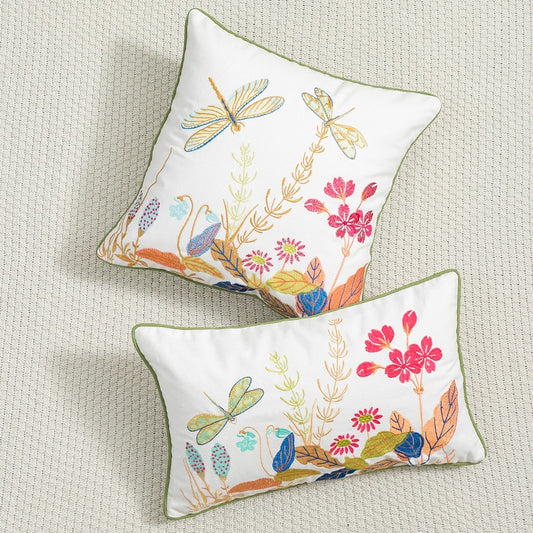 2 PCs Digital Printed Cotton Cushions-Multi Flowers cushions Apricot