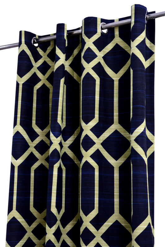 2 PCs Duck Curtains Panel-Blue Geometric Curtains Apricot