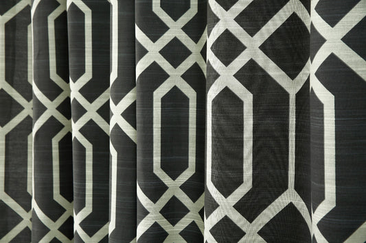 2 PCs Duck Curtains Panel-Beige Geometric Curtains Apricot