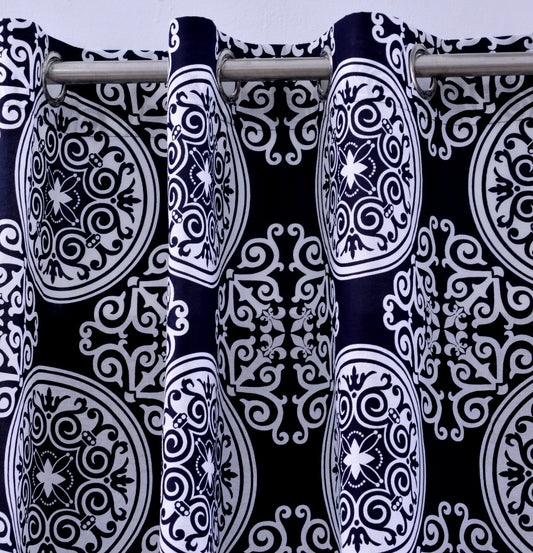 2 PCs Duck Curtains Panel-Marrakech Blue Curtains Apricot