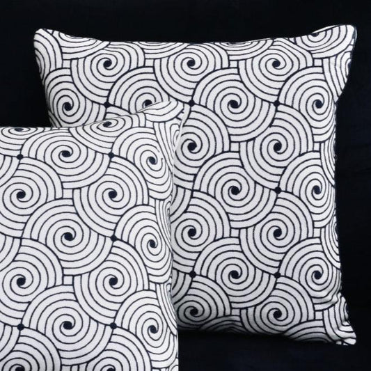 2 PCs Embroidered Cushions-(2700)Bermooda Rings cushions Apricot