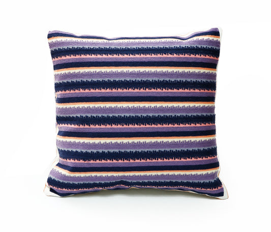 2 PCs Embroidered Cushions-Multi lines cushions Apricot