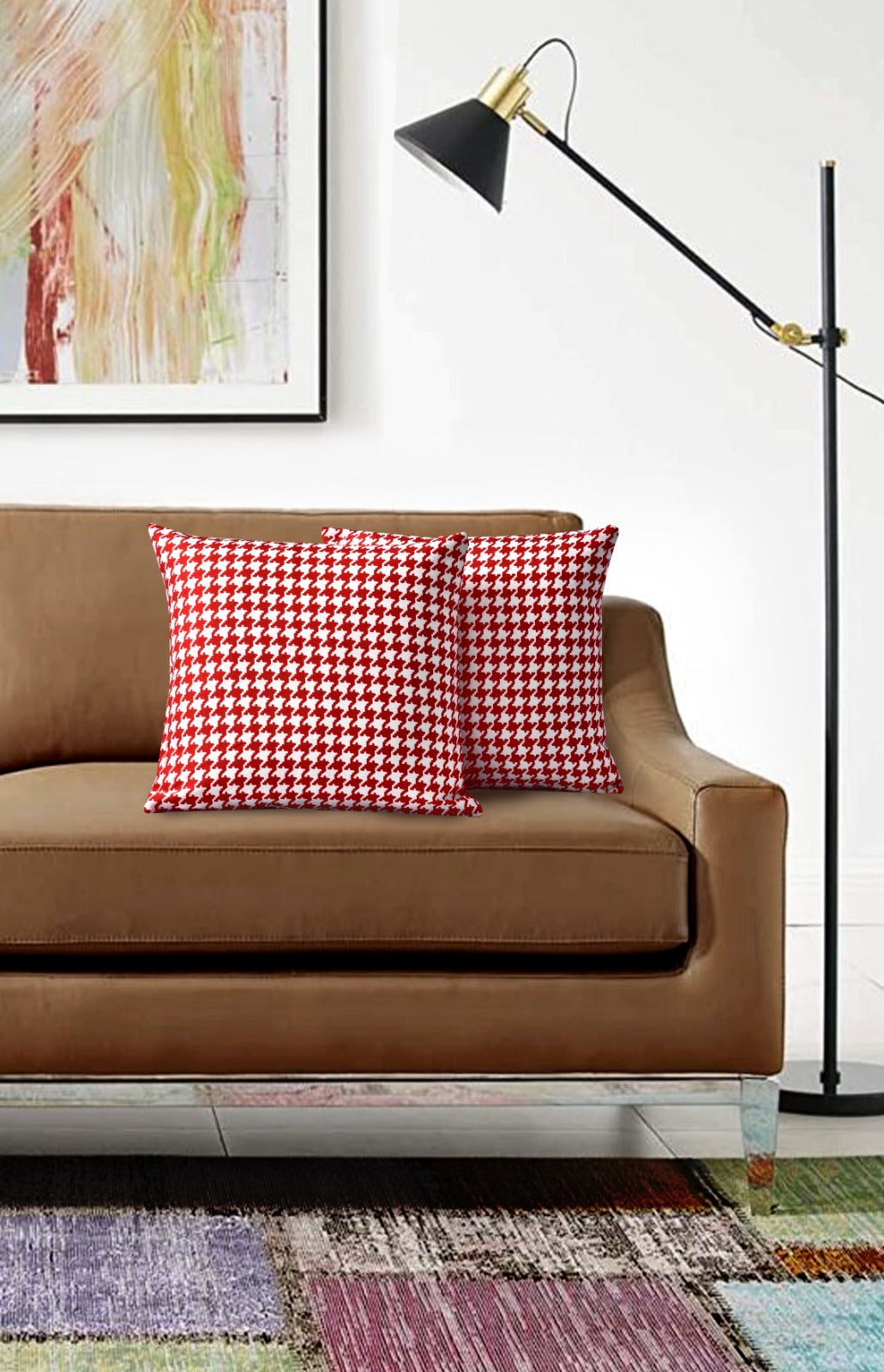 2 PCs Luxury Cushion Set-Onyx Red Chair, Floor & Bed cushion Apricot