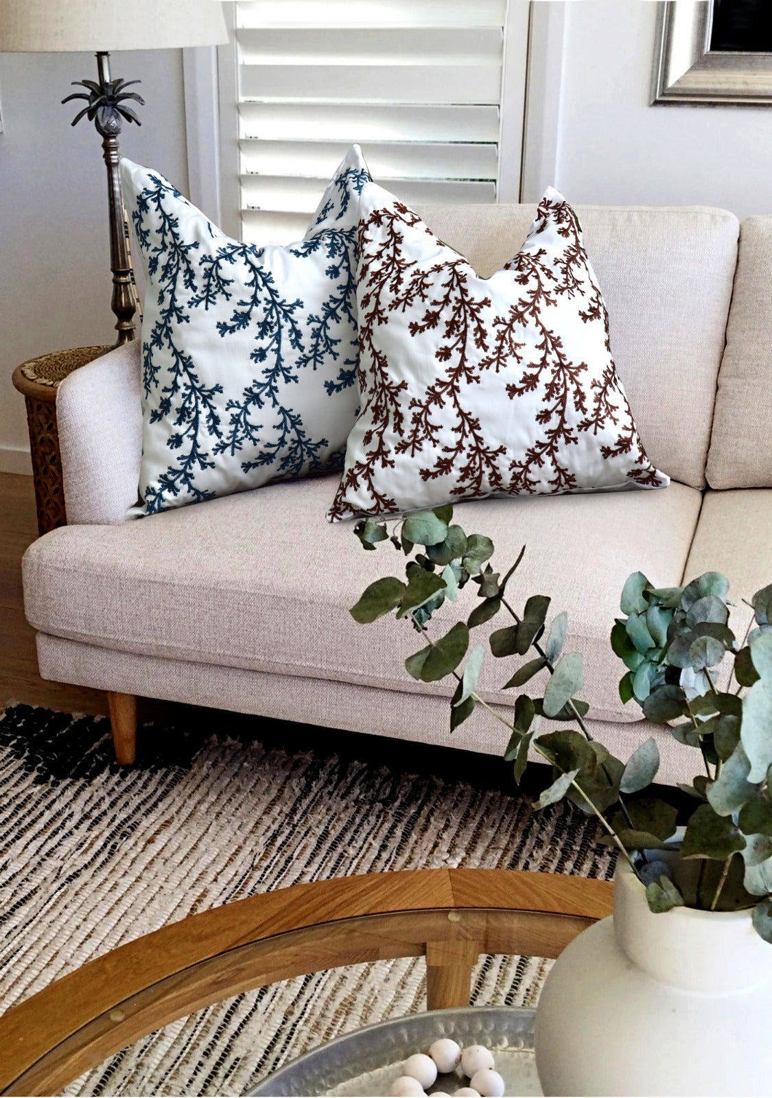 2 PCs Maroon Embroidered 5338 Cushions cushions Apricot