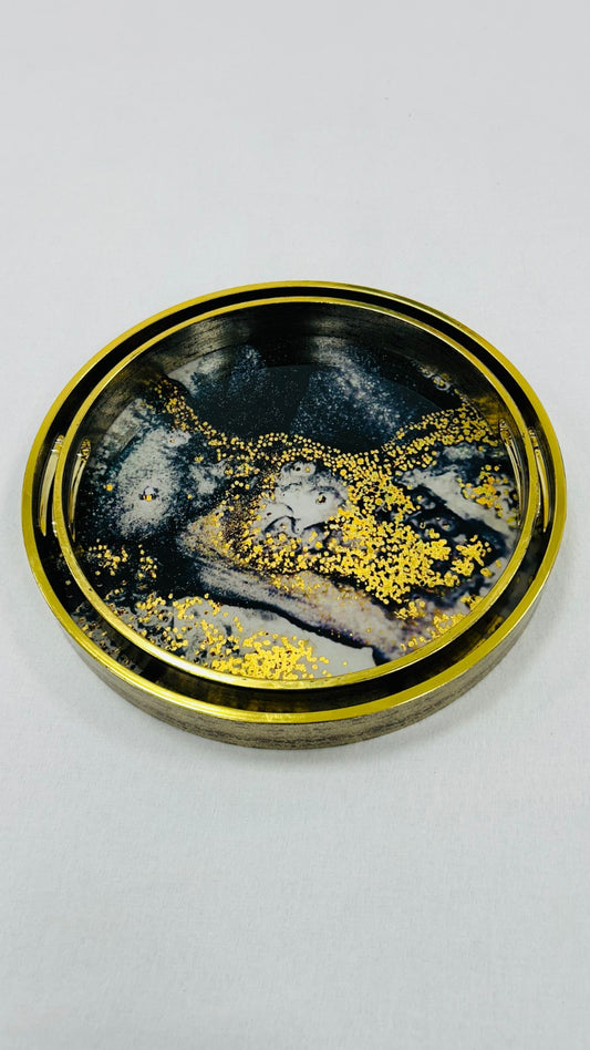 2 PCs Tray Set-Grey Galaxy Apricot