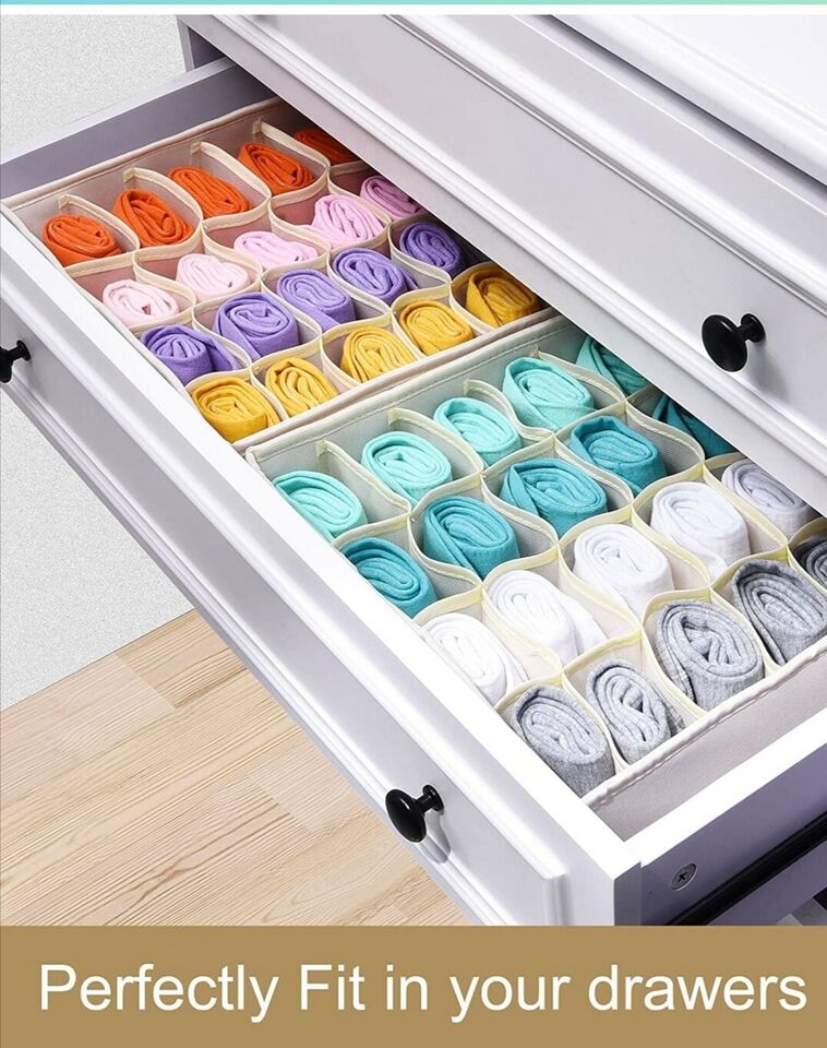 2 Packs Foldable Drawer Organizers for Clothing-5018 -24 Grids Apricot
