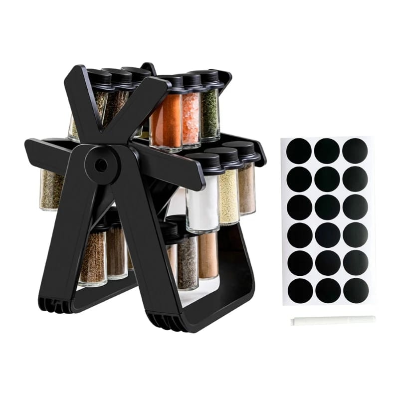 21 PCs Rotating Spice Organizer-14277With Stand Spice and sugar Jar Apricot