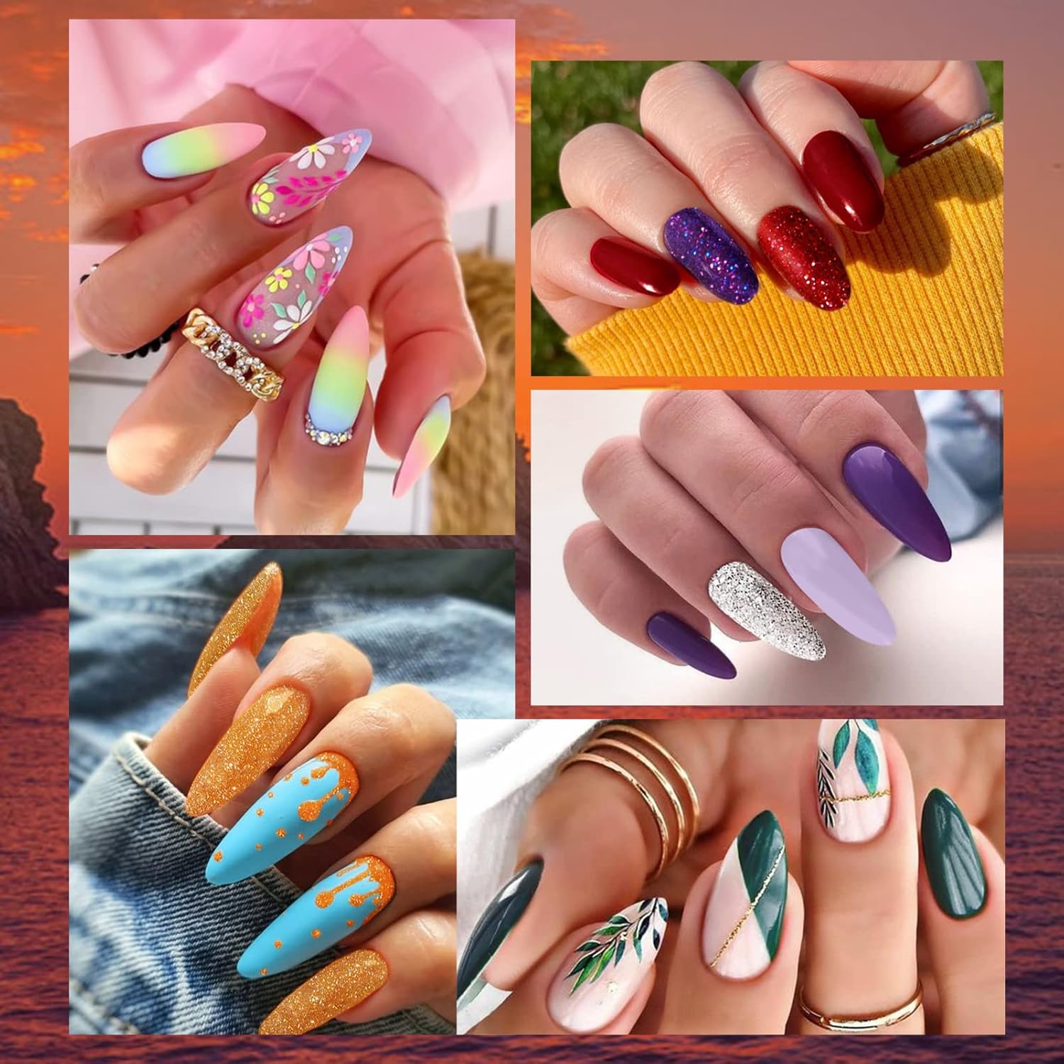 23 PCs Nail Art Acrylic Gel Nail Polish Set Nail Polishes Apricot