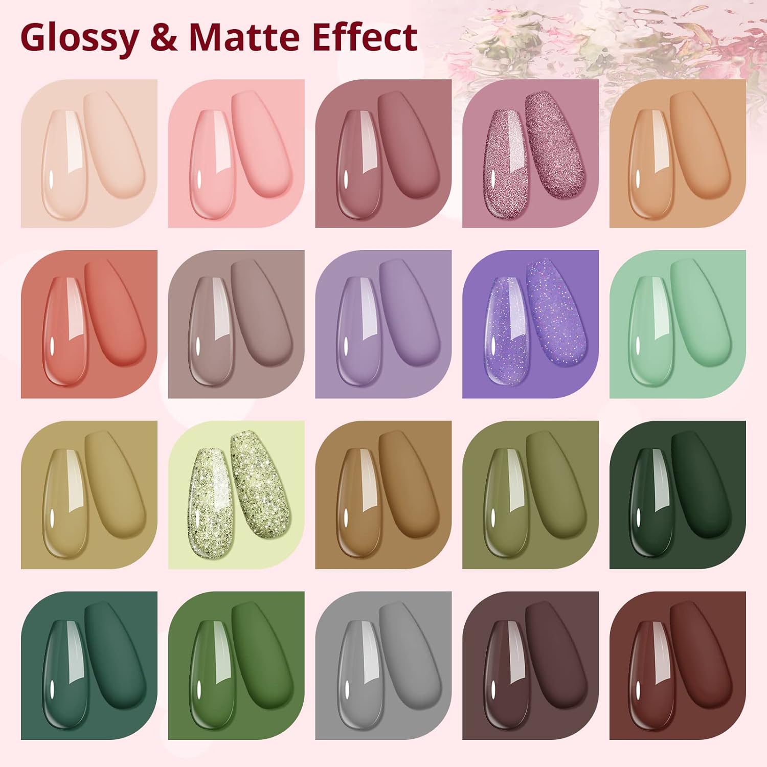 23 PCs Nail Art Acrylic Gel Nail Polish Set Nail Polishes Apricot