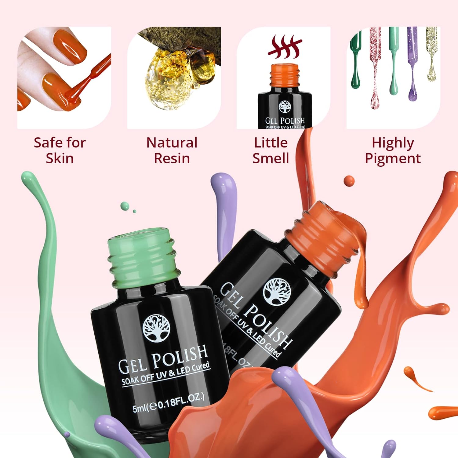 23 PCs Nail Art Acrylic Gel Nail Polish Set Nail Polishes Apricot