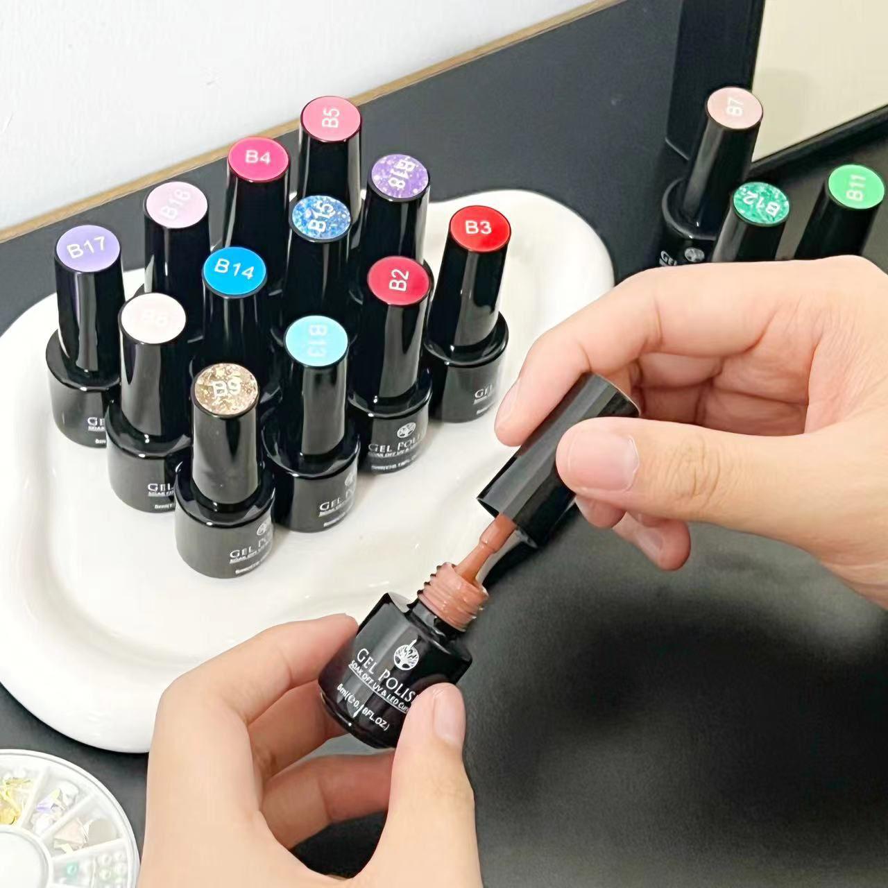 23 PCs Nail Art Acrylic Gel Nail Polish Set Nail Polishes Apricot