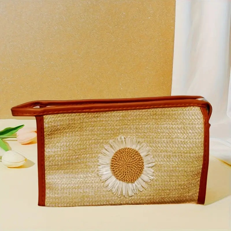 Portable Makeup Organizer Bag-SA2405-114(Flower) Cosmetic Pouches Apricot