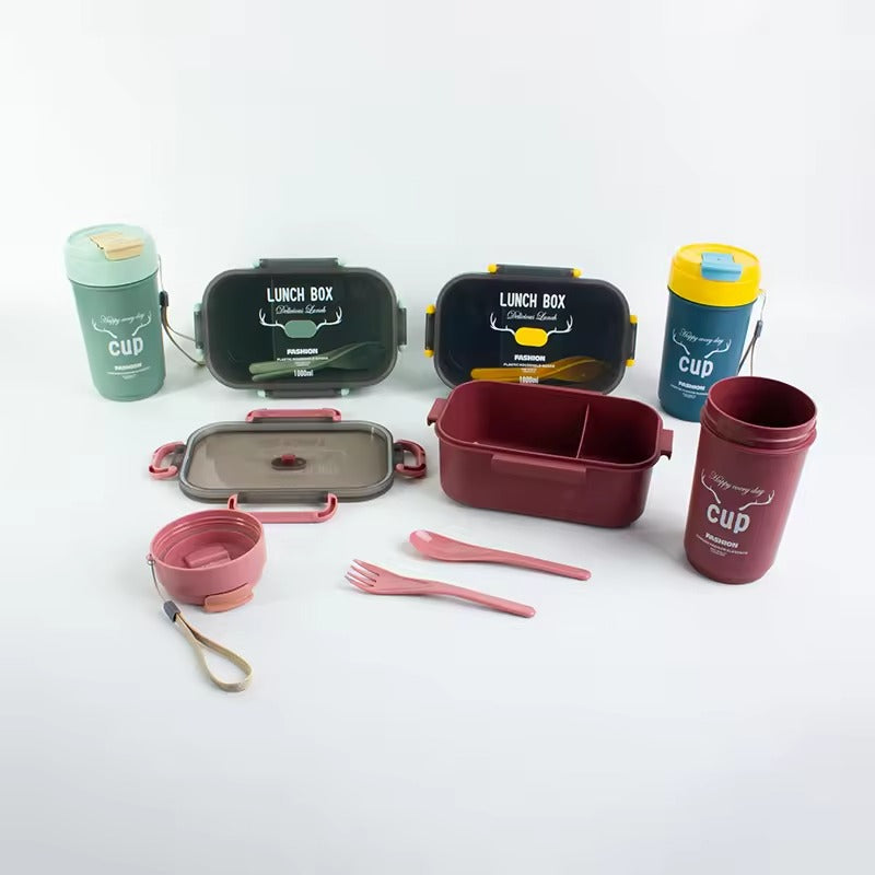 2PCS Lunch Box Set-(5897)Mate Pink Apricot