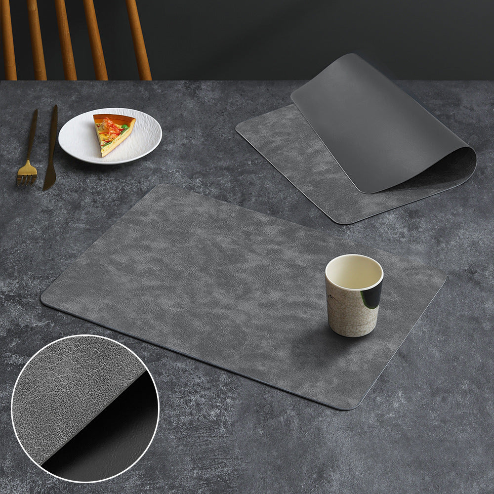 2PCs Rectangular Shape Leather Placemat Table Mats Apricot