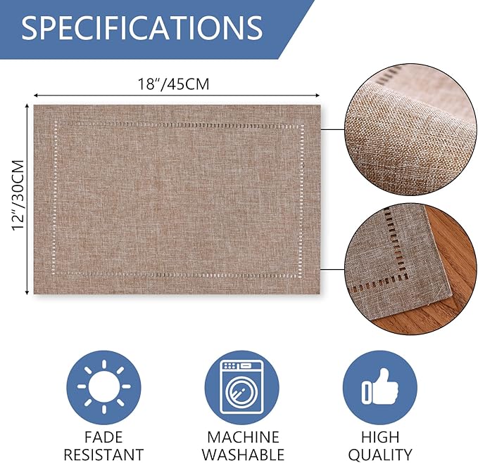 2PCs Rectangular Shape Placemats-5852    (SA2405-252)Brown Table Mats Apricot