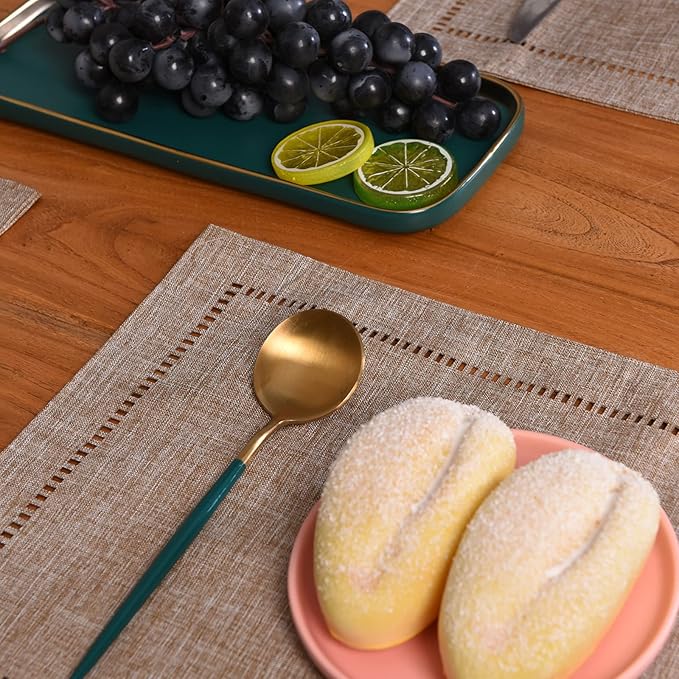 2PCs Rectangular Shape Placemats-5852    (SA2405-252)Brown Table Mats Apricot