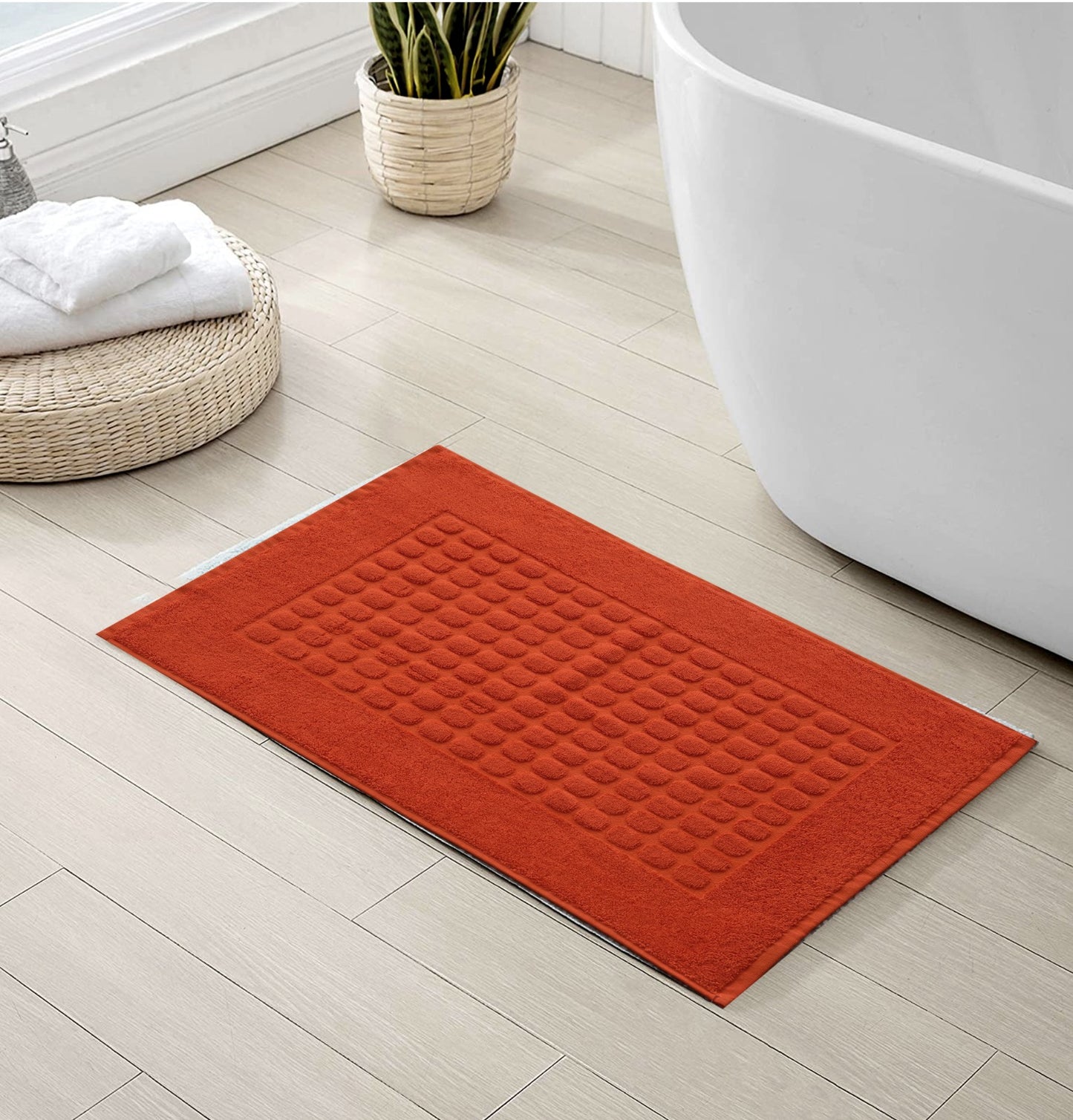 2Pcs 100% Cotton Bath Mat-Slush Bath Mats Apricot