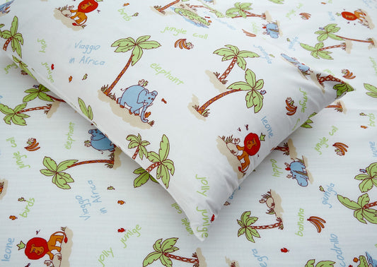 2Pcs Single Bed Sheet-Jangle Party single bed sheet Apricot