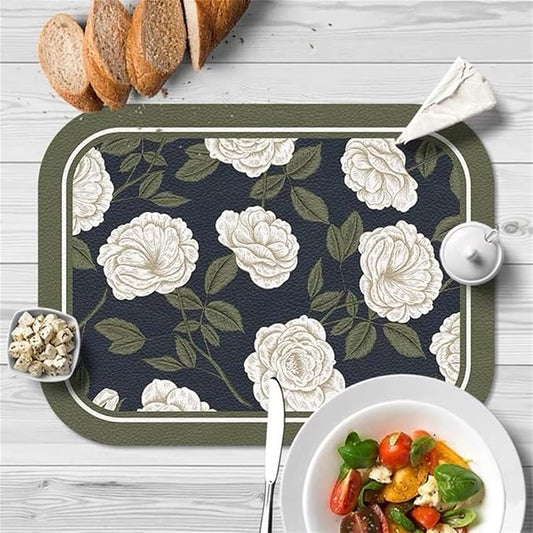 2pc Leather Placemats-Jasmin Flower(SA2405-262) Table Mats Apricot
