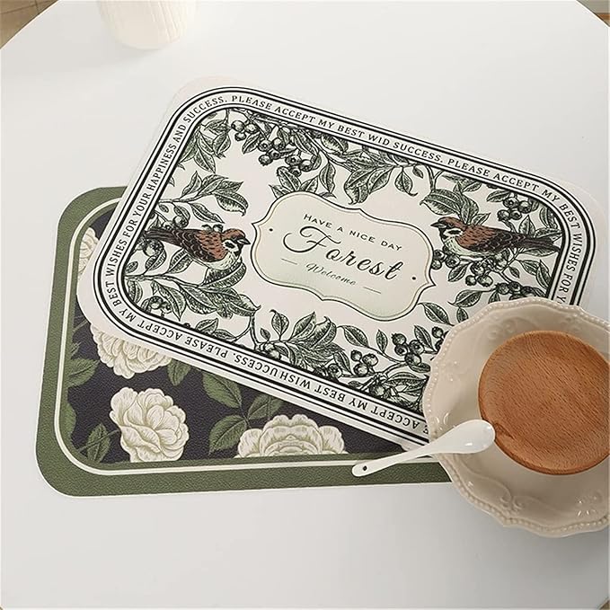 2pc Leather Placemats-Jasmin Flower(SA2405-262) Table Mats Apricot