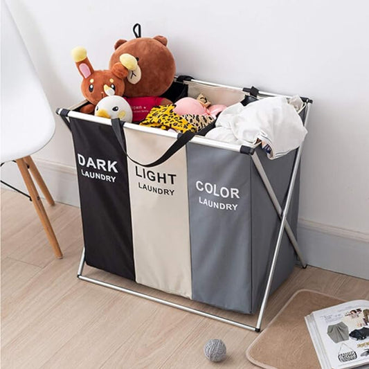 3 Compartment Laundry Basket (3550)  Apricot