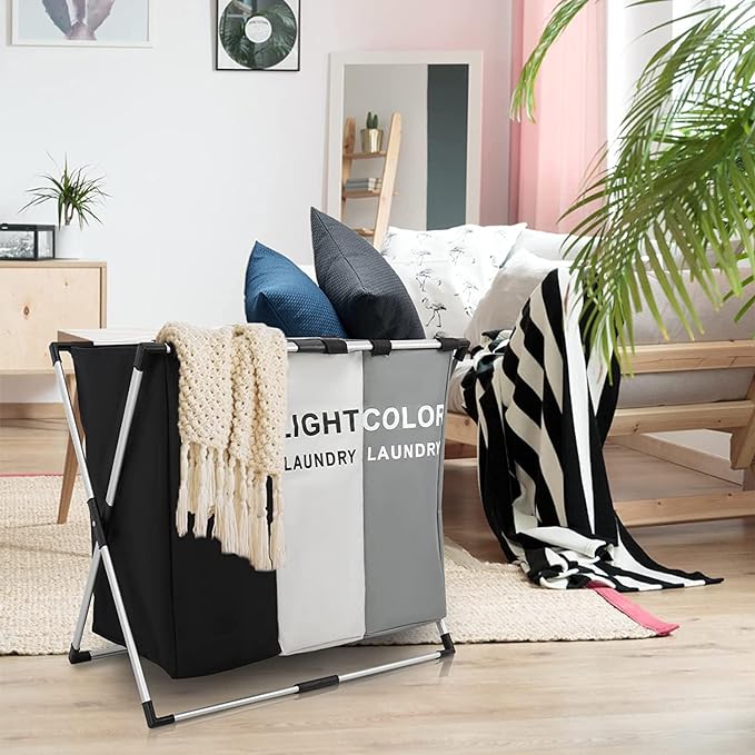 3 Compartment Laundry Basket (3550) Apricot