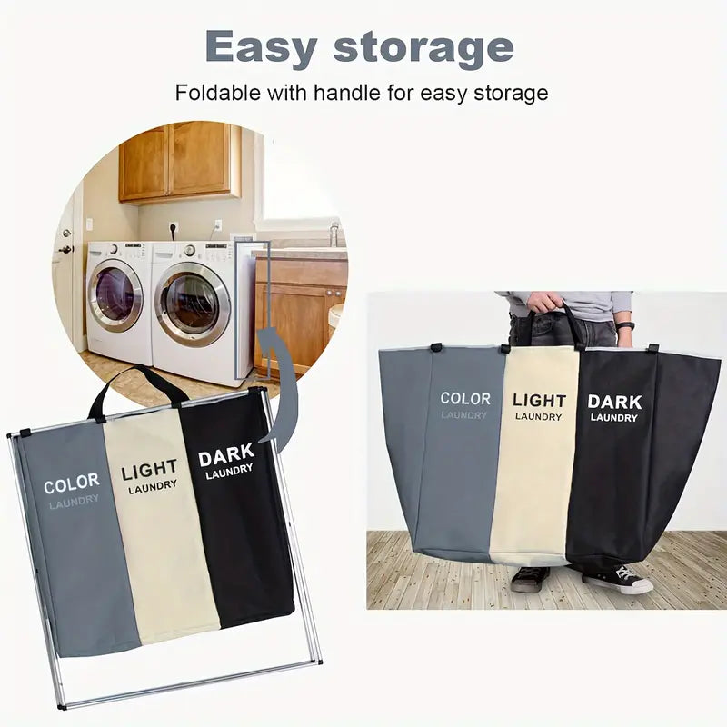 3 Compartment Laundry Basket (3550) Apricot
