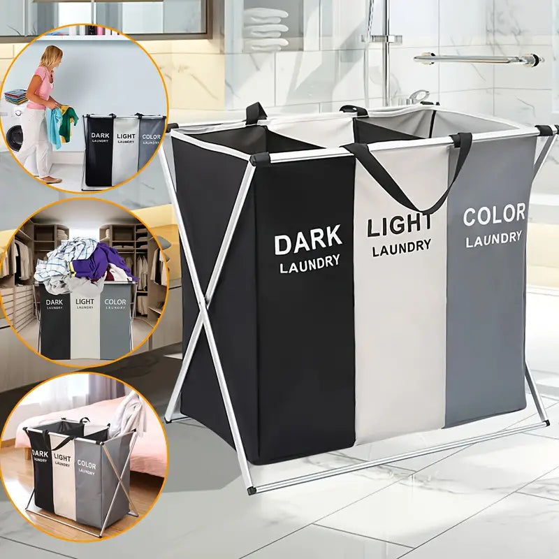 3 Compartment Laundry Basket (3550) Apricot