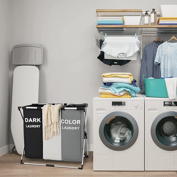 3 Compartment Laundry Basket (3550) Apricot