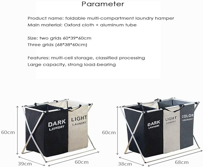 3 Compartment Laundry Basket (3550) Apricot