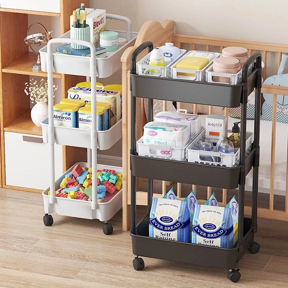 3-Layers Multi-function Trolley Storage Organizer(5295) Storage Organizer Apricot