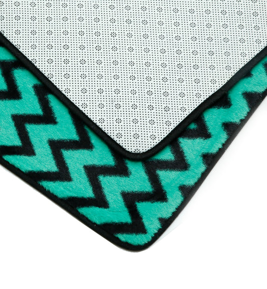 3 PCs Anti Skid Commode Mat Set-Green Geometric Bath Mats Apricot