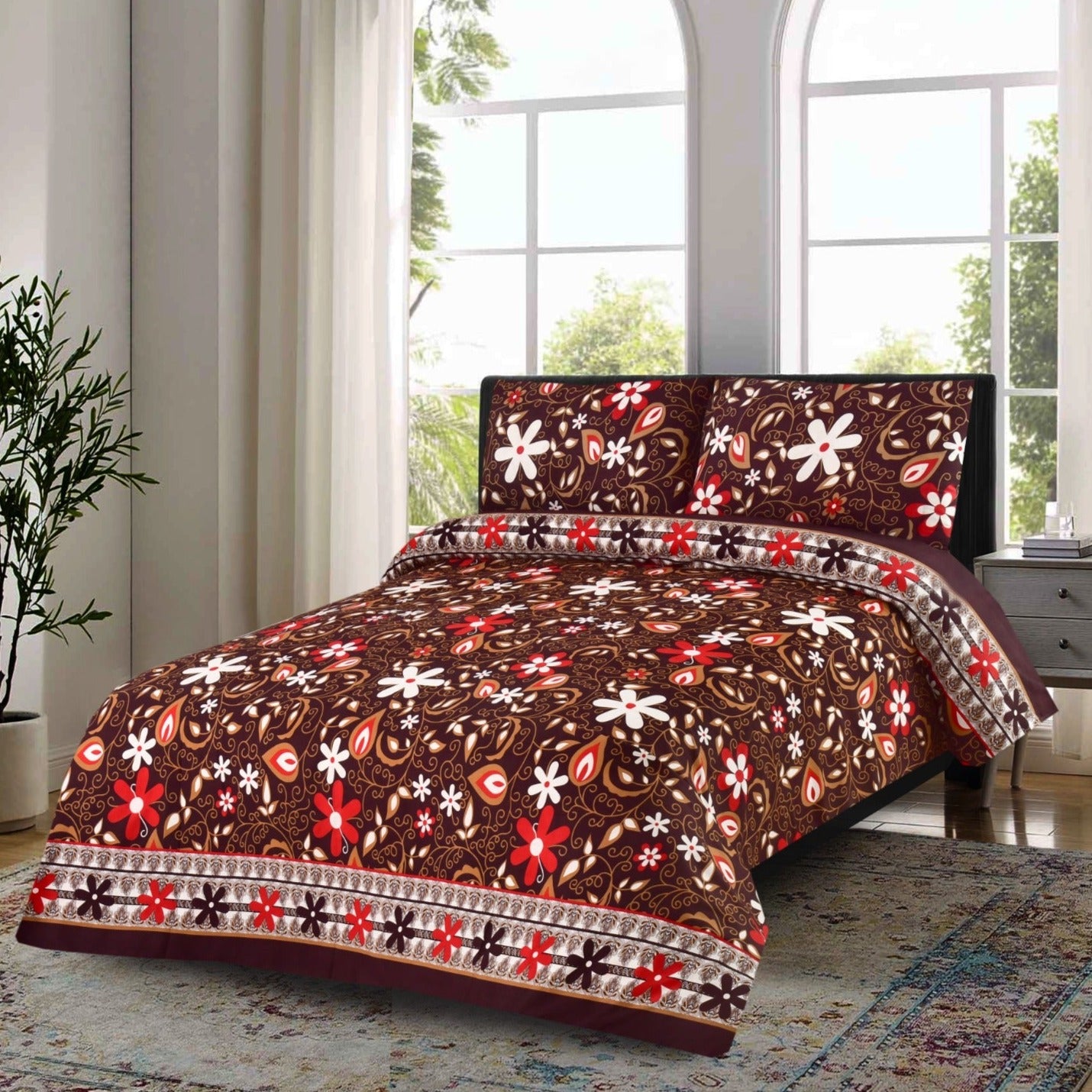 3 PCs Bed Sheet -DB061 BED SHEET Apricot
