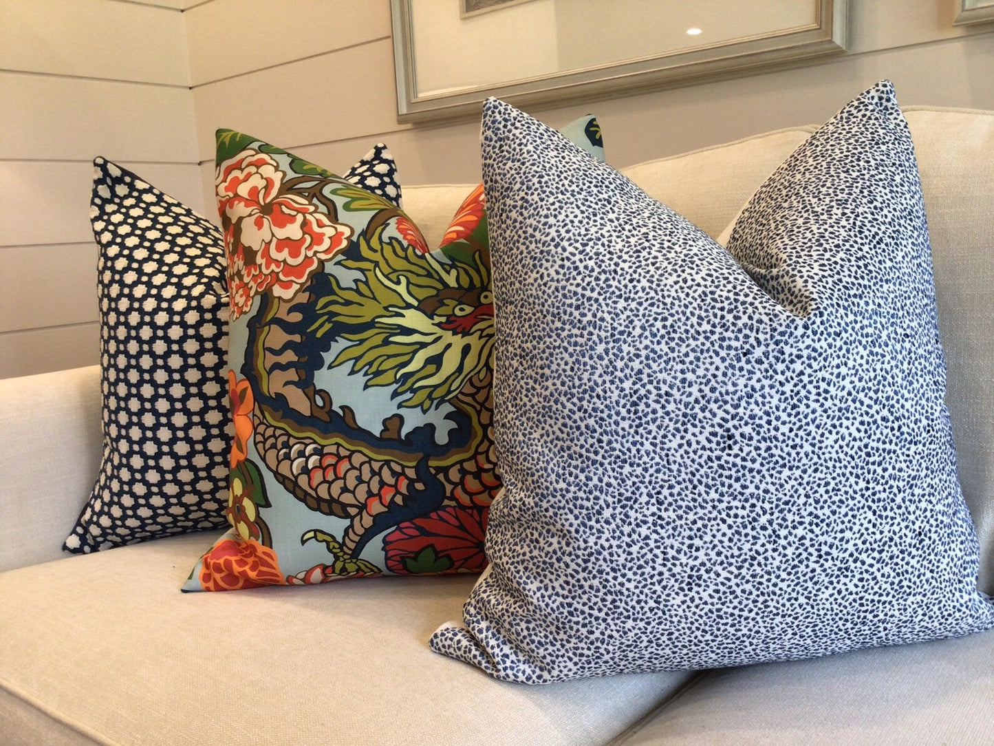 3 PCs Digital Printed Cotton Cushions-Mixed Pattern cushions Apricot