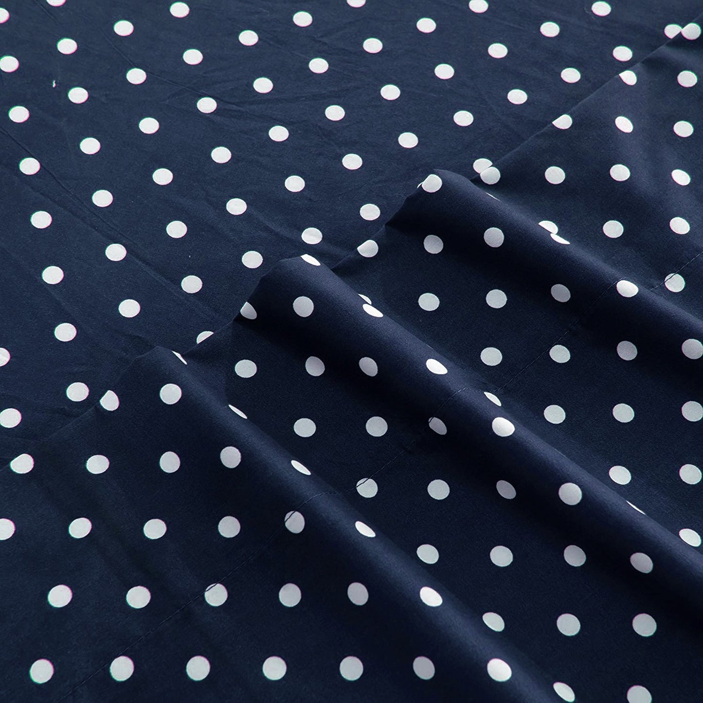 3 PCs Double Bed Sheet -Blue Polka Bed Sheets Apricot