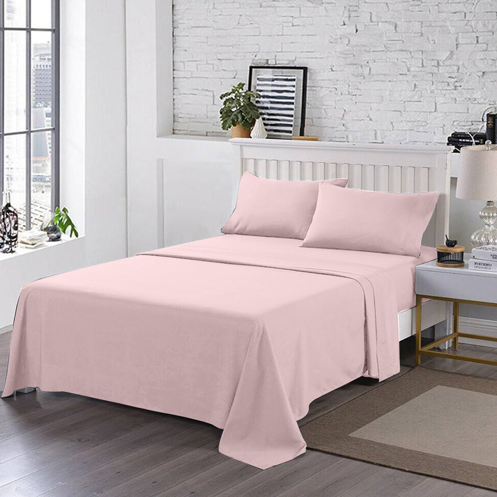 3 PCs Double Bed Sheet Dyed- Light Pink Apricot